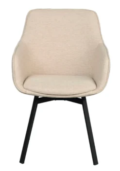 Alison karmstol ljusbeige tyg/svarta metallben snurr