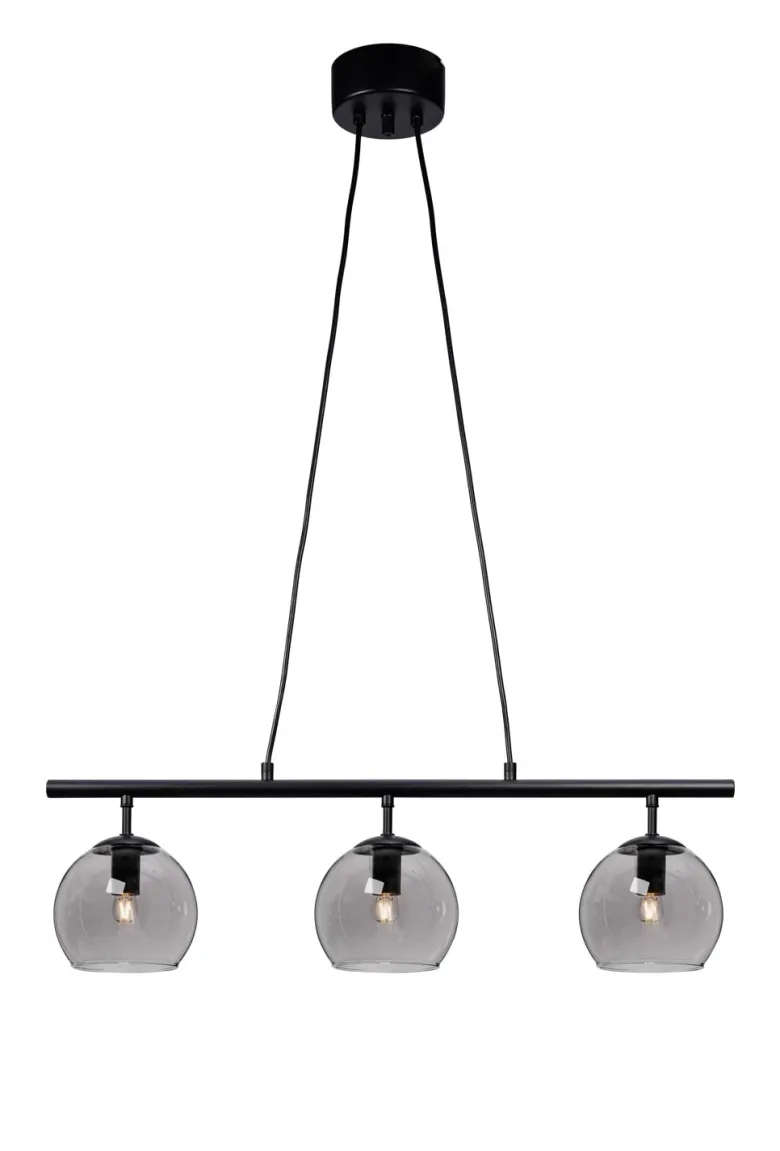 Capella taklampa metall svart/rökfärgat glas