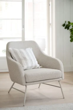 Eldwin fåtölj beige tyg/beige metall