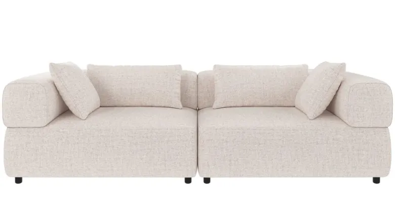 Falkner soffa 3-sits ljusbeige tyg Oscar #1 (k3)