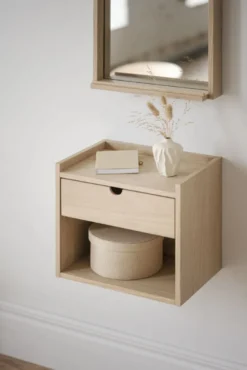 Hillmond väggskåp/sängbord 1L 40 vitpigmenterad ek
