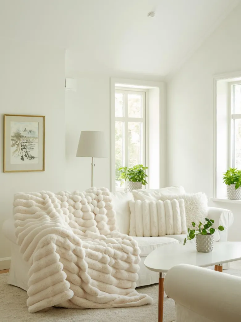 Liny Blanket L - Ivory Pläd