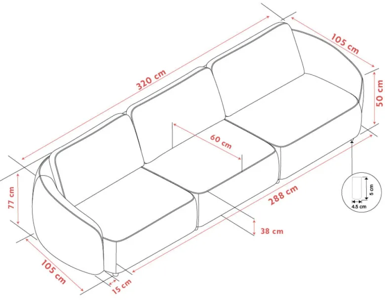 Norris 4-sits Soffa tyg Brenda
