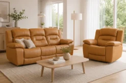 Roma reclinersoffa - Brun & Svart skinn