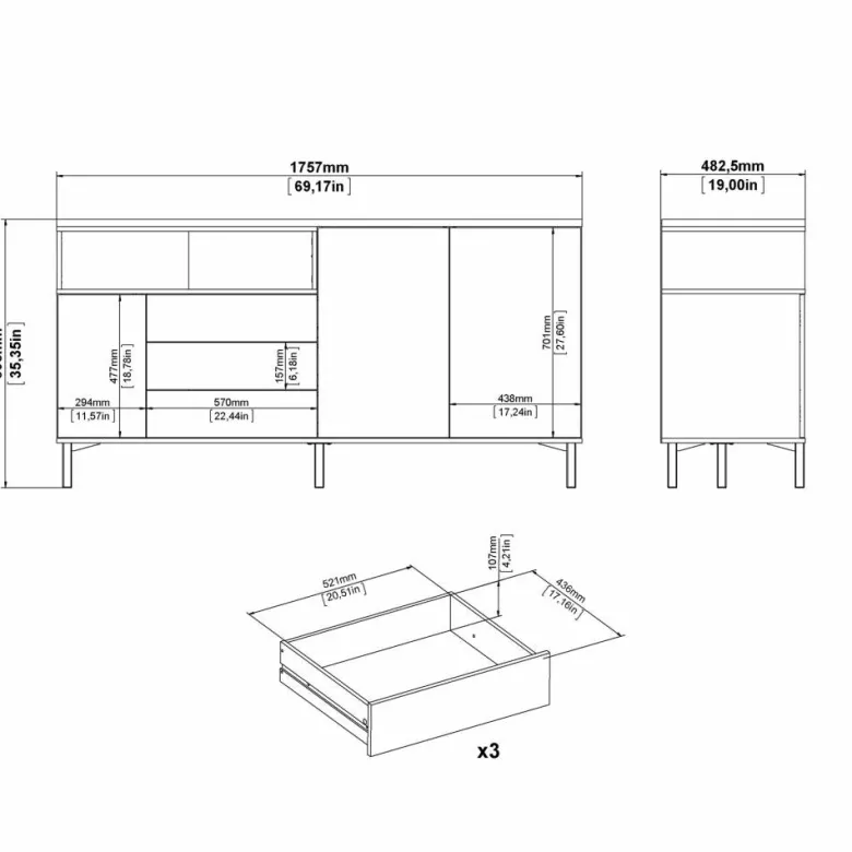 Roomers Sideboard Svart/Valnöt