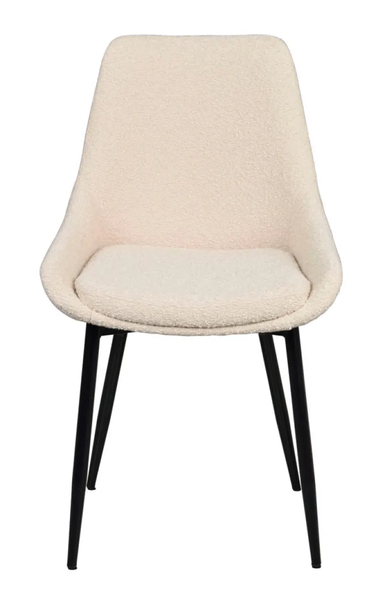 Sierra stol beige bouclétyg/svarta metall ben