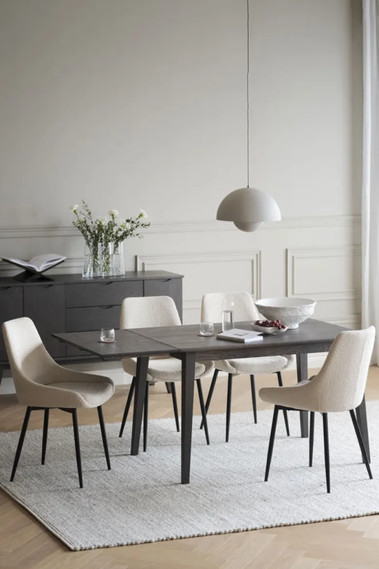 Sierra stol beige bouclétyg/svarta metall ben