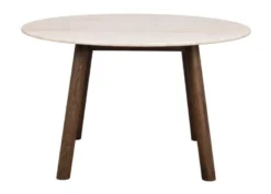 Taransay matbord Ø125 beige travertin/brun ek