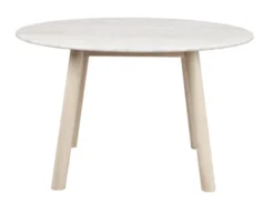 Taransay matbord Ø125 beige travertin/vitpigmenterad ek