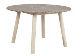 Taransay matbord Ø125 brun marmor/vitpigmenterad ek