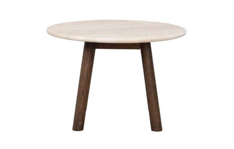 Taransay soffbord Ø60 beige travertin/brun ek