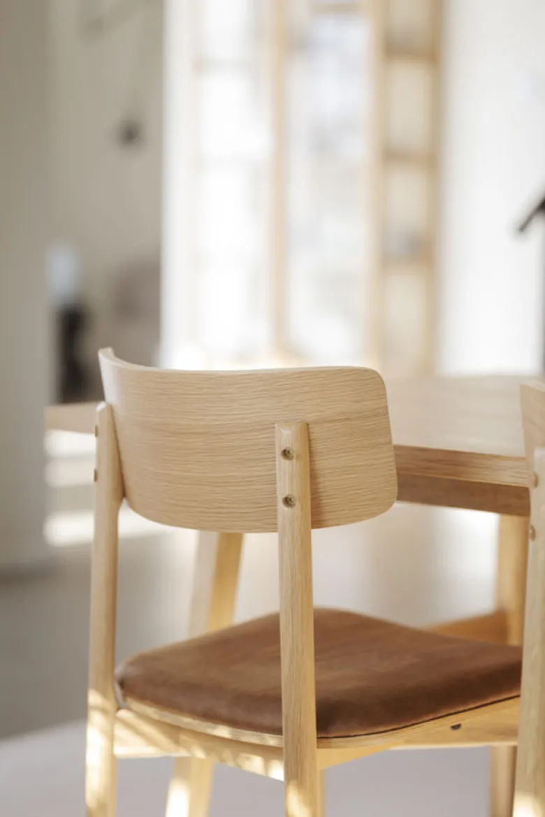 Wolcott stol ek/brunt läder-textil