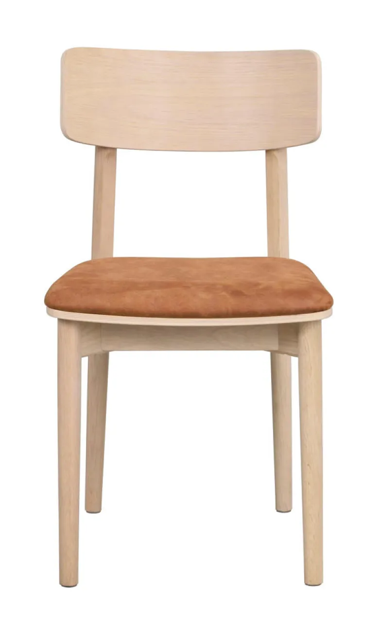 Wolcott stol vitpigmenterad ek/brun läder-textil
