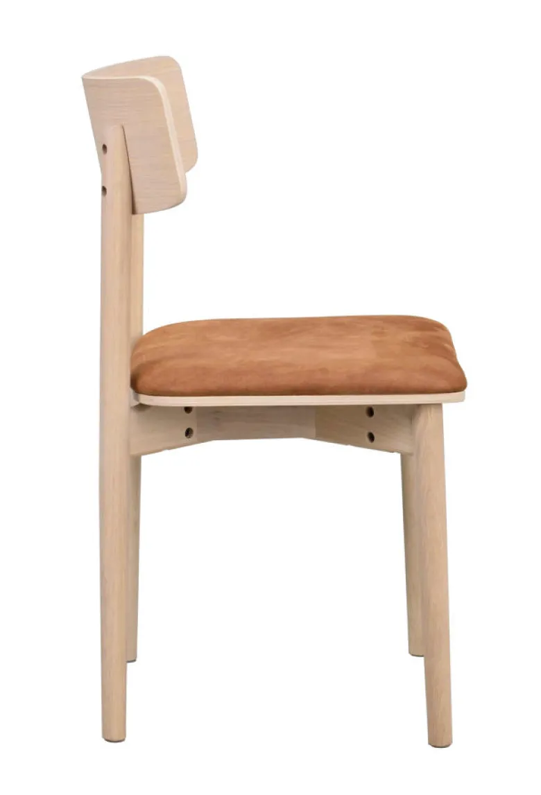 Wolcott stol vitpigmenterad ek/brun läder-textil